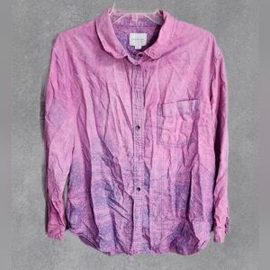 American Eagle Pink Purple Bandana Print Button Down Size Large